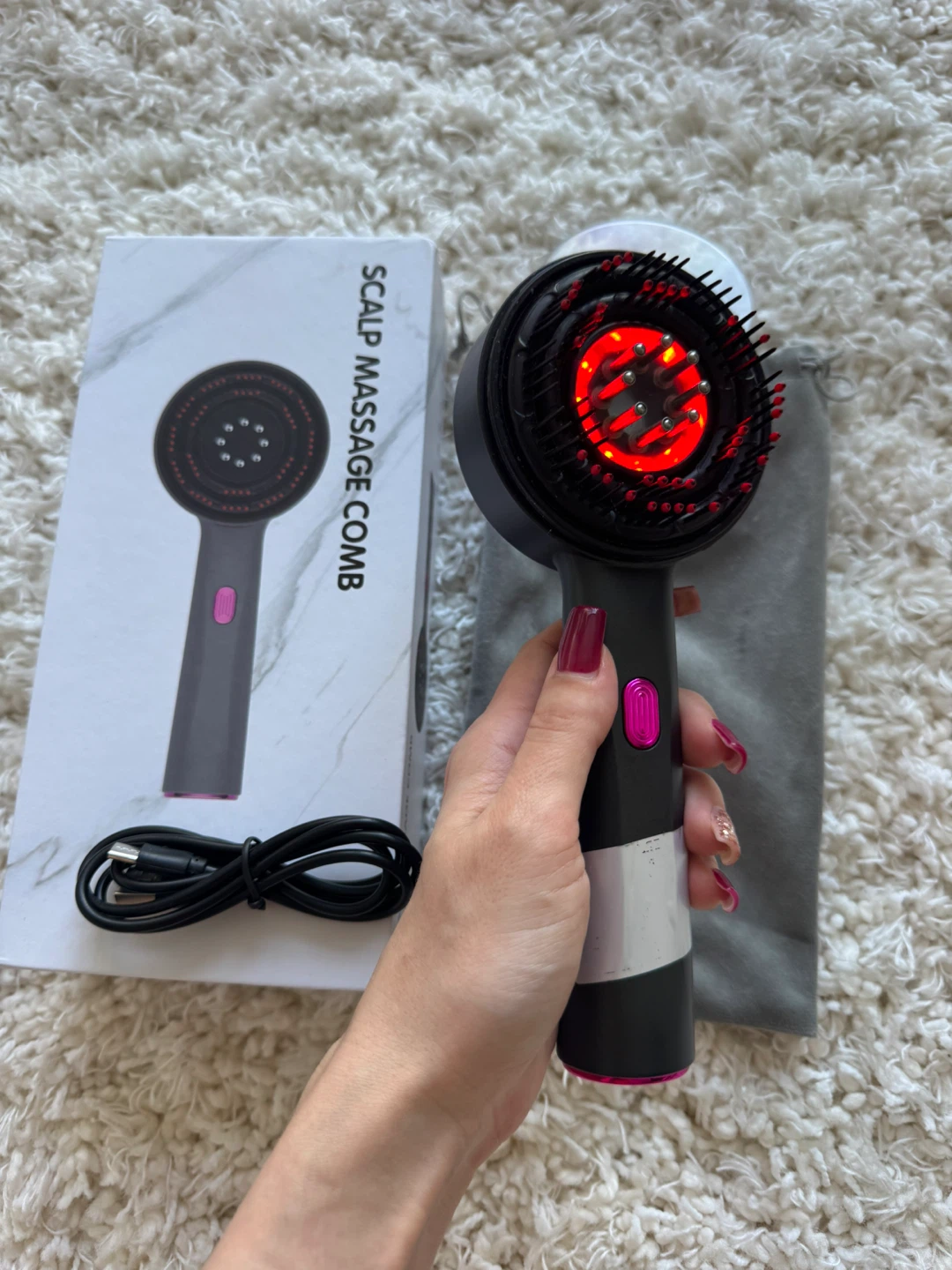 Scalp Massage Comb with Red Light Therapy - photo 5