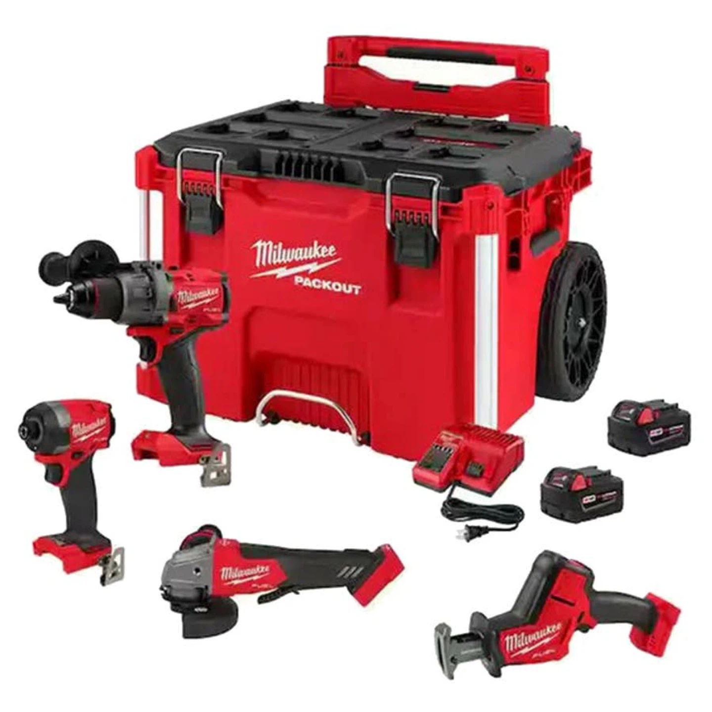 Milwaukee M18 Fuel 4-Tool Combo Kit with Rolling Packout