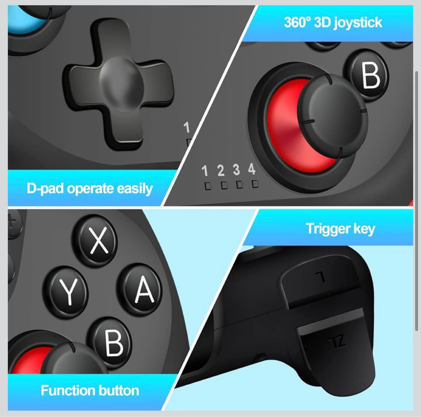 Switch Pro Controller - Wireless Gamepad Joystick (Black) - photo 4