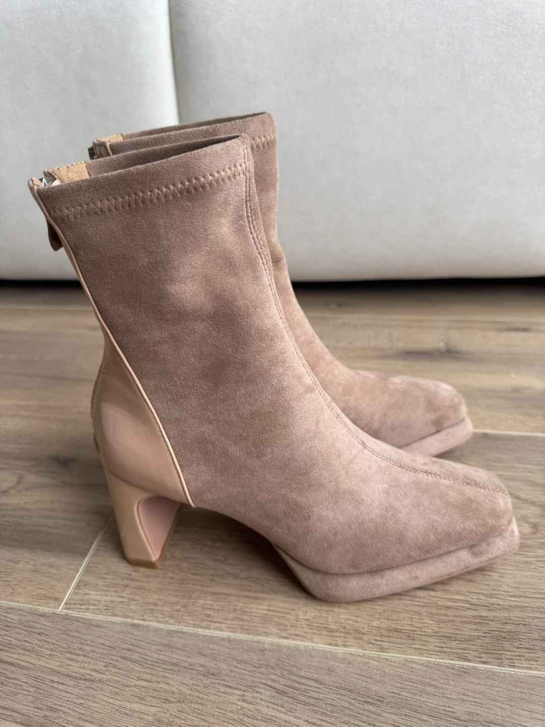 Women's Faux Suede Ankle Boots - Beige