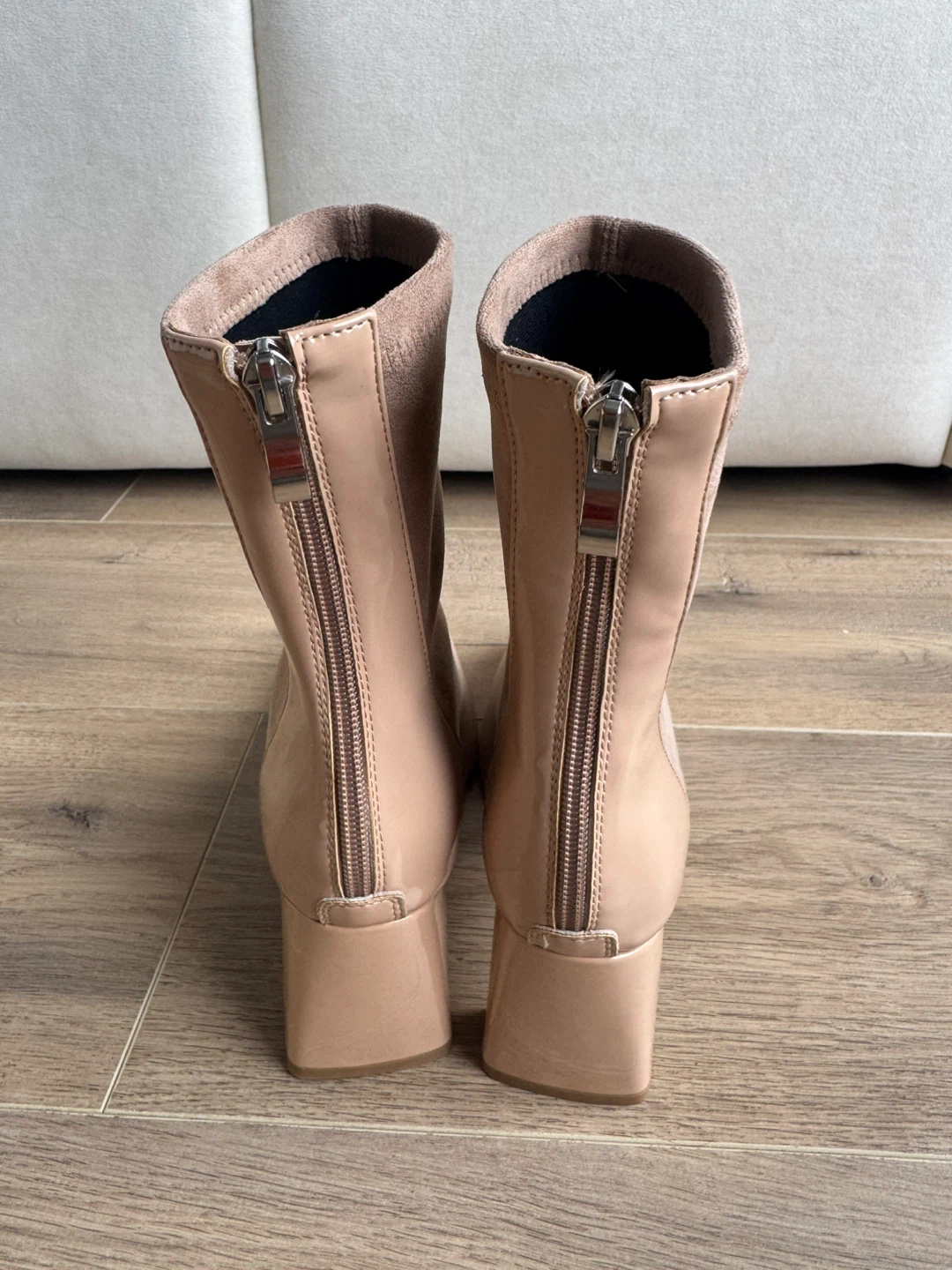 Women's Faux Suede Ankle Boots - Beige - photo 3