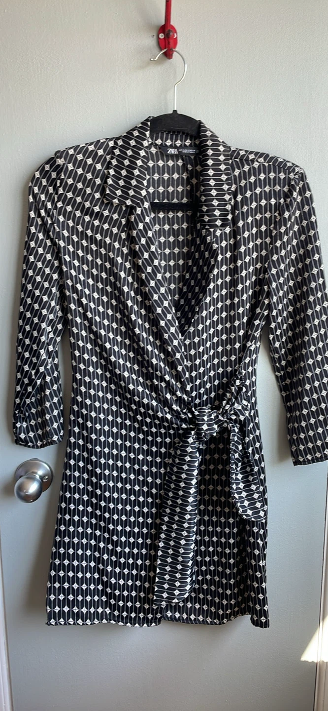 ZARA Geometric Print Wrap Dress Size S
