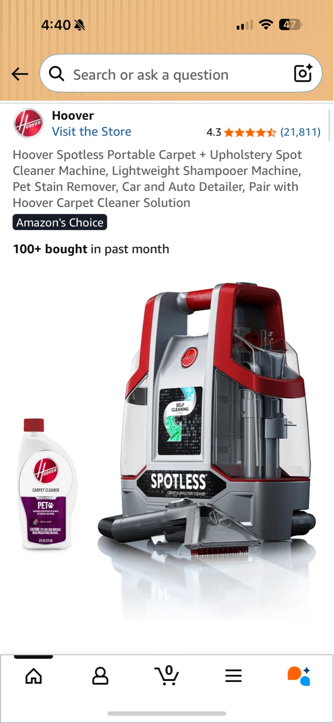 Hoover Spotless Portable Carpet and Upholstery Cleaner