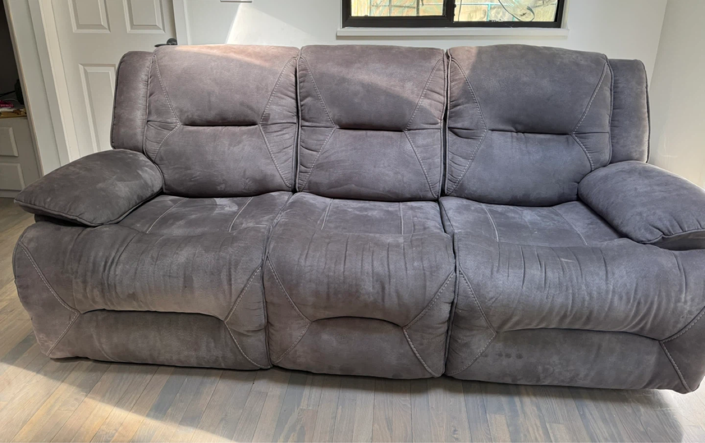 Grey 3-Seater Recliner Sofa