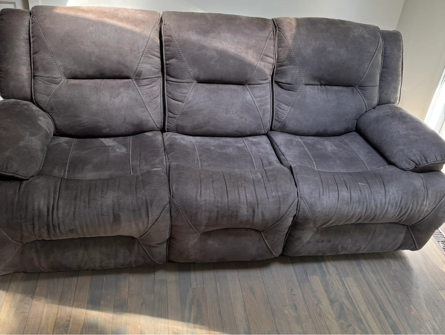 Grey 3-Seater Recliner Sofa - photo 2