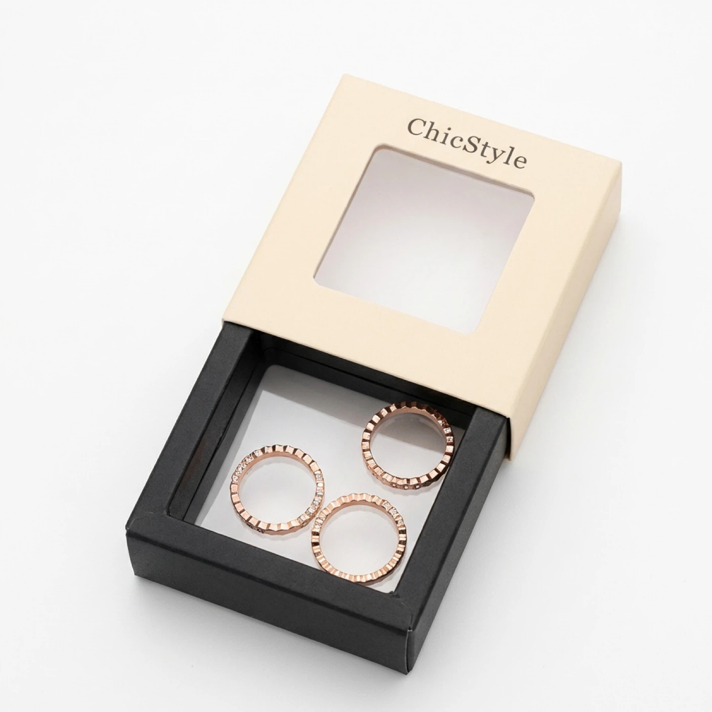 ChicStyle Rose Gold Stackable Rings with Crystals - photo 2
