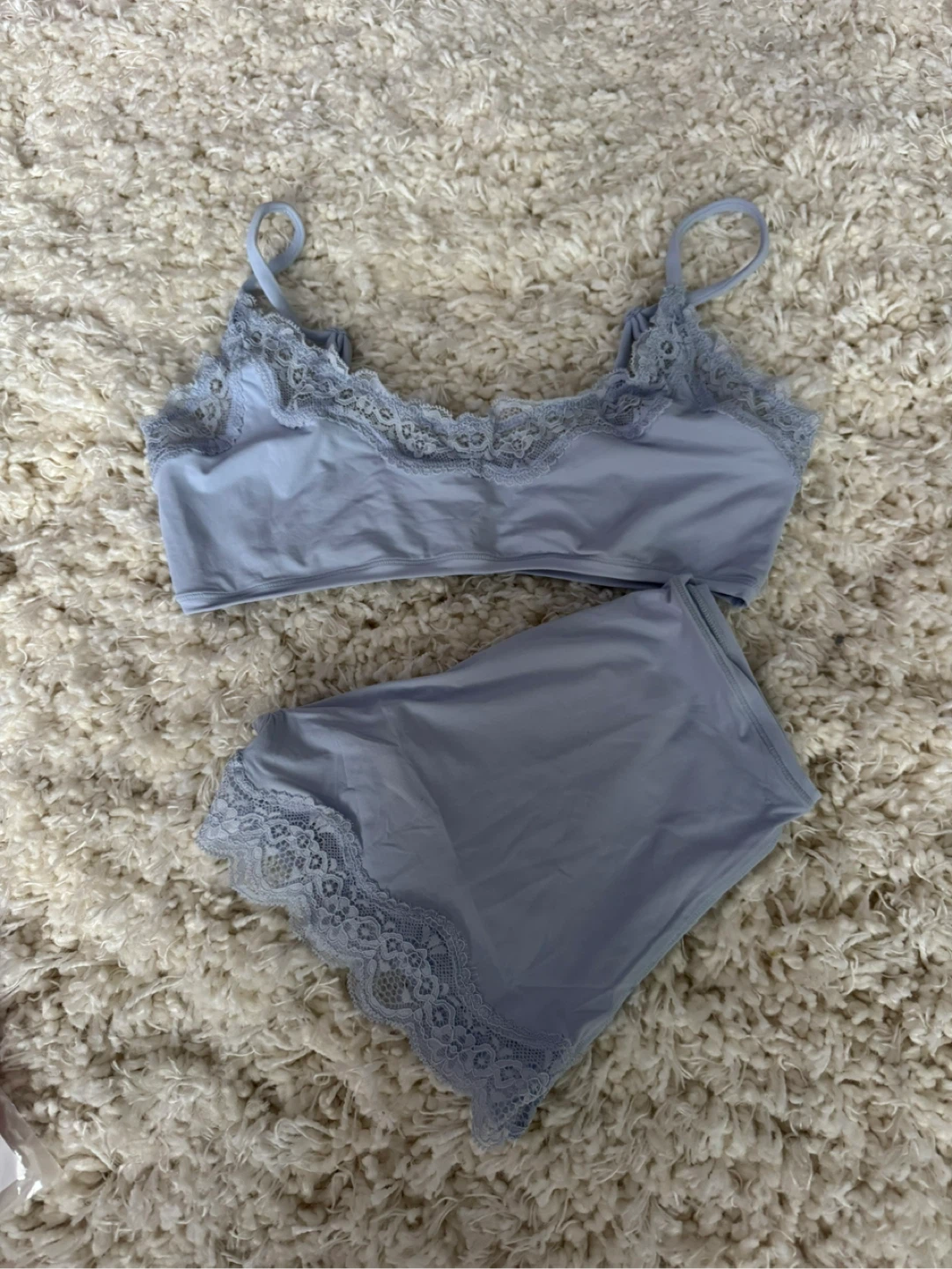 Blue & Red Lace Bralettes and Shorts Set - photo 2