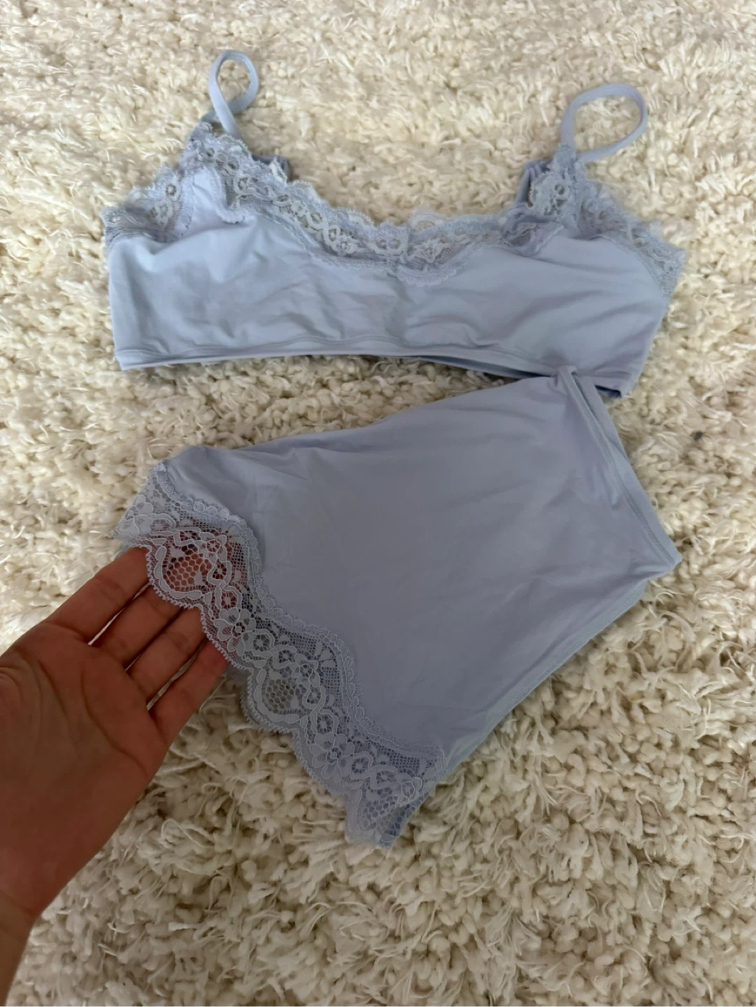 Blue & Red Lace Bralettes and Shorts Set - photo 5