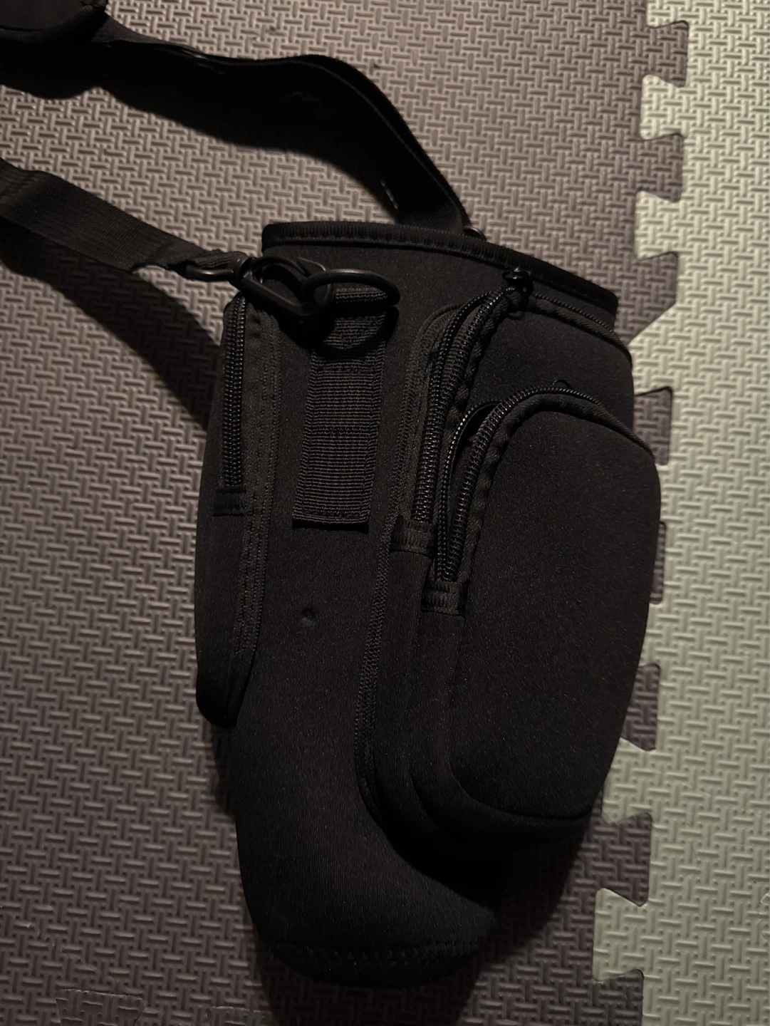 Black Pouch Water-bottle Holder with Shoulder Strap