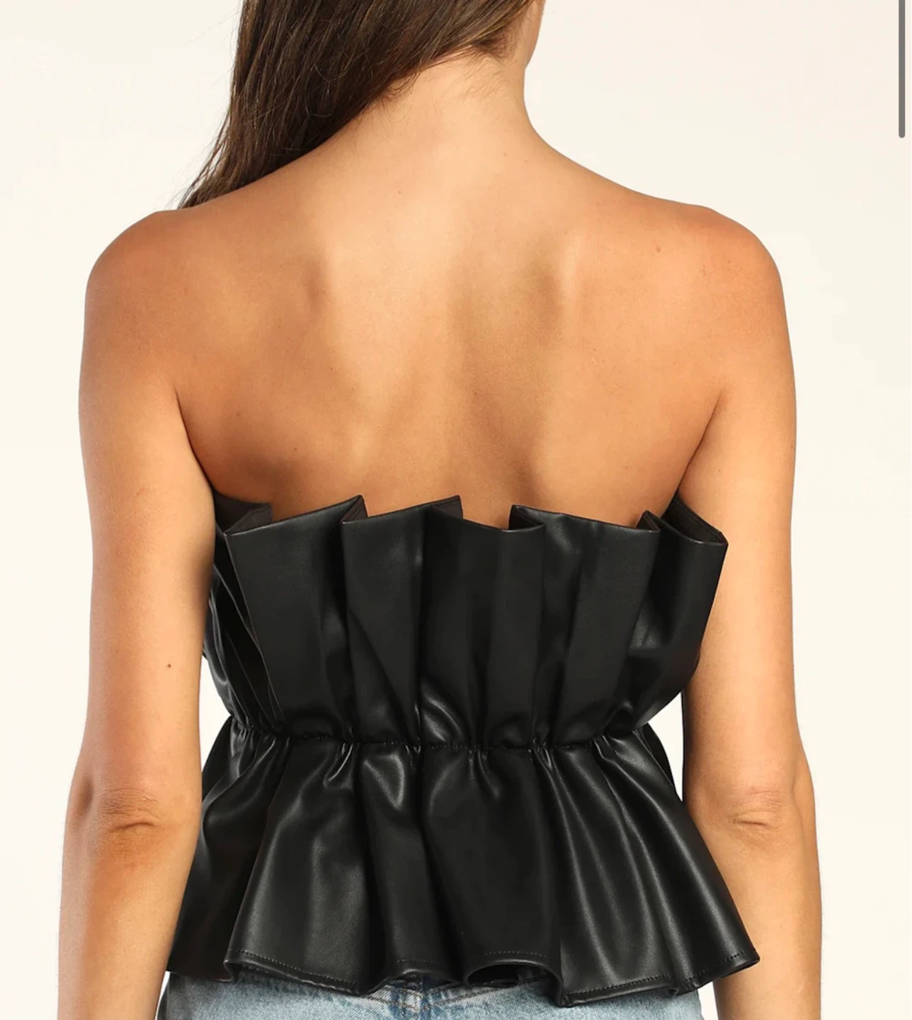 DO+BE Black Faux Leather Ruffle Top - Size S - photo 2