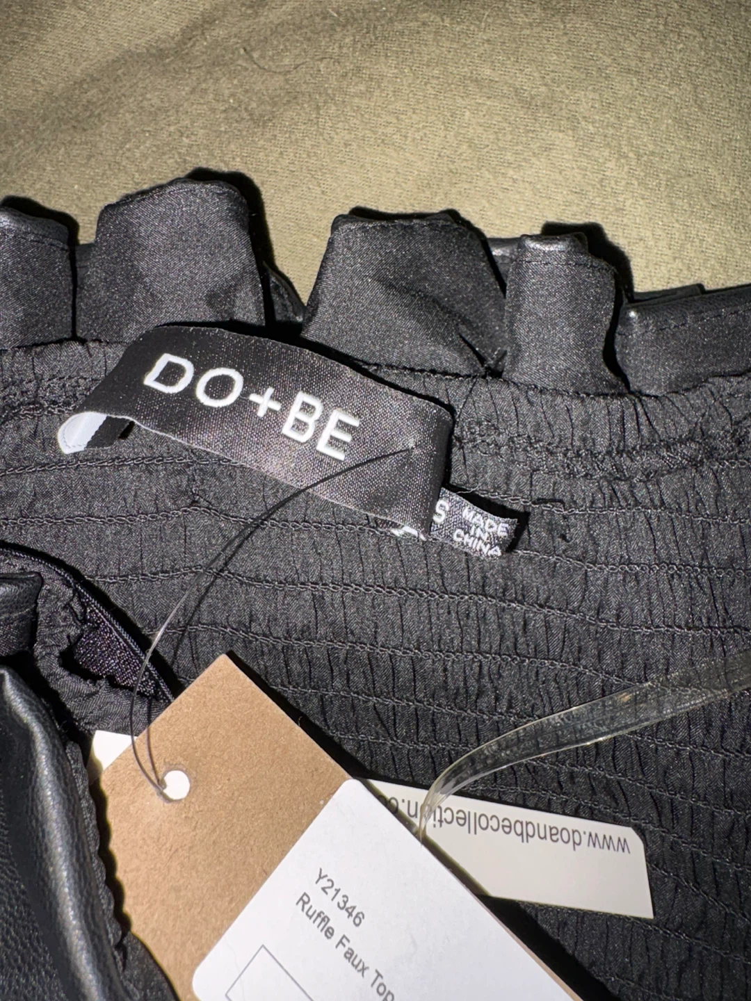DO+BE Black Faux Leather Ruffle Top - Size S - photo 5