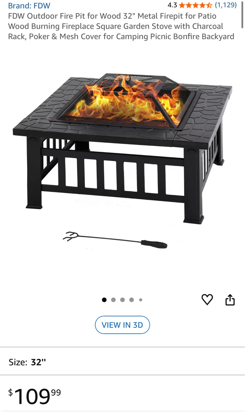 FDW 32" Outdoor Fire Pit with Accessories - photo 2