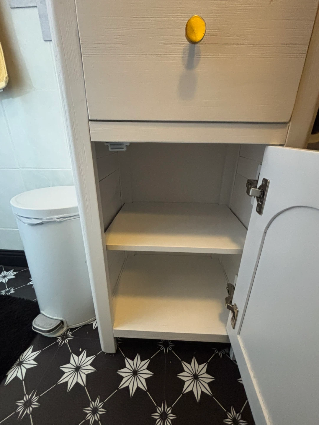 White Bathroom Storage Cabinet with Drawer and Door - photo 2