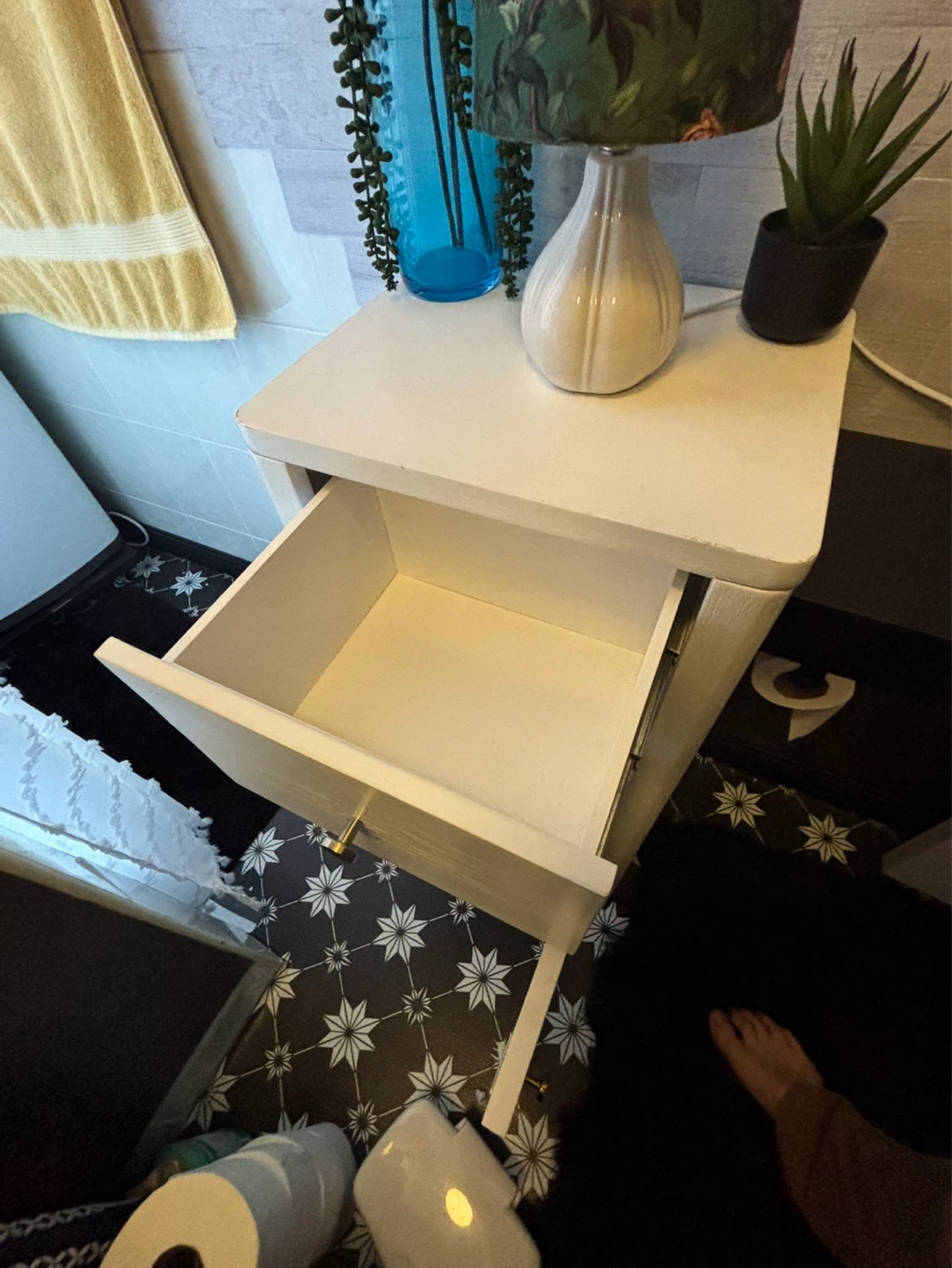 White Bathroom Storage Cabinet with Drawer and Door - photo 3
