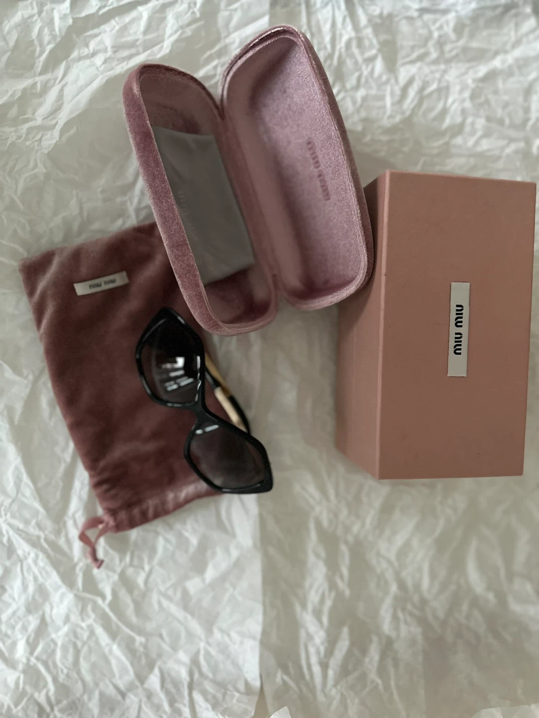 Miu Miu Black Cat-Eye Sunglasses with Case and Box - photo 2