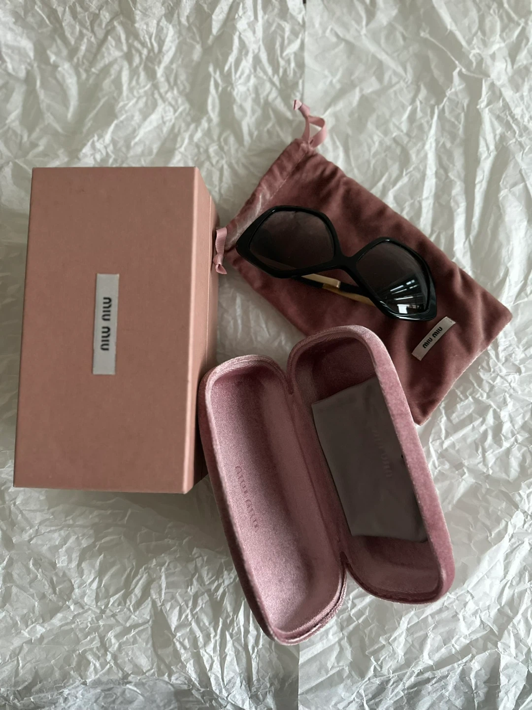 Miu Miu Black Cat-Eye Sunglasses with Case and Box - photo 3