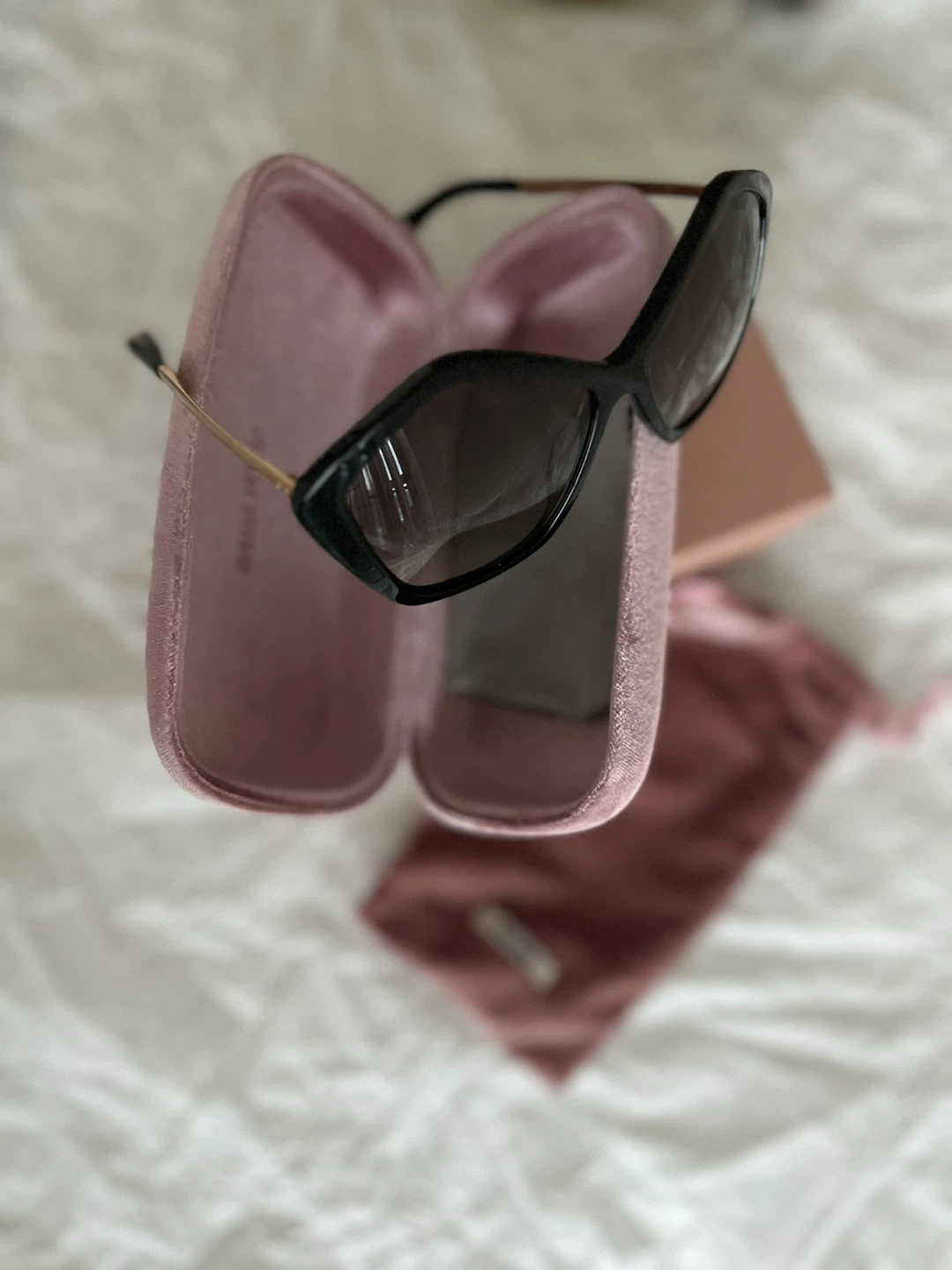 Miu Miu Black Cat-Eye Sunglasses with Case and Box - photo 4