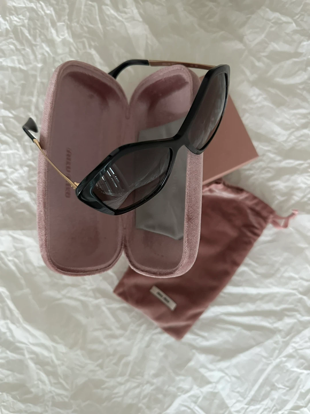 Miu Miu Black Cat-Eye Sunglasses with Case and Box - photo 5