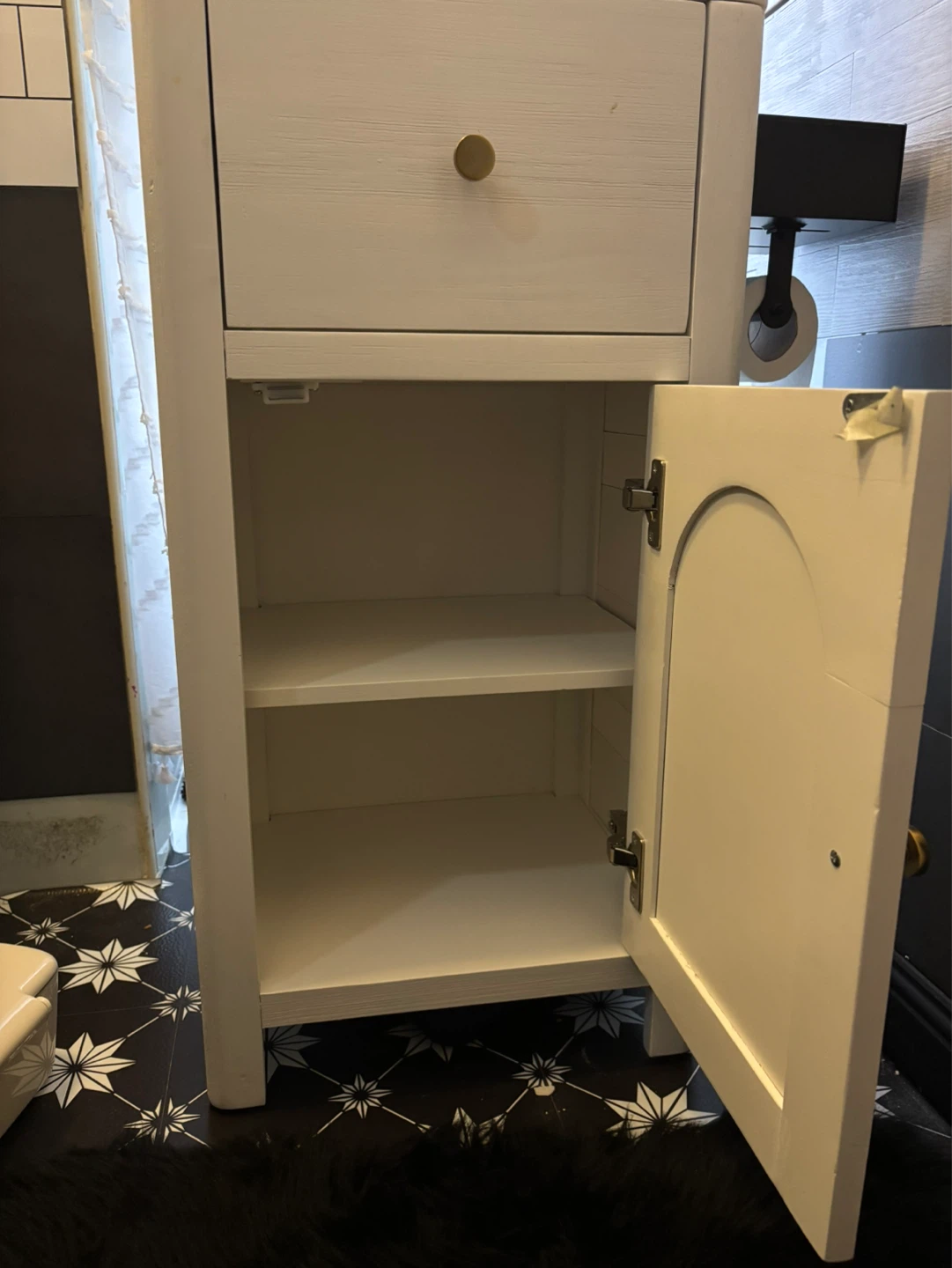 White Bathroom Storage Cabinet with Drawer and Door - photo 5