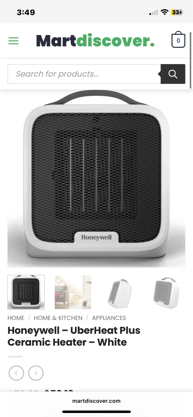 Honeywell UberHeat Plus Ceramic Heater - White