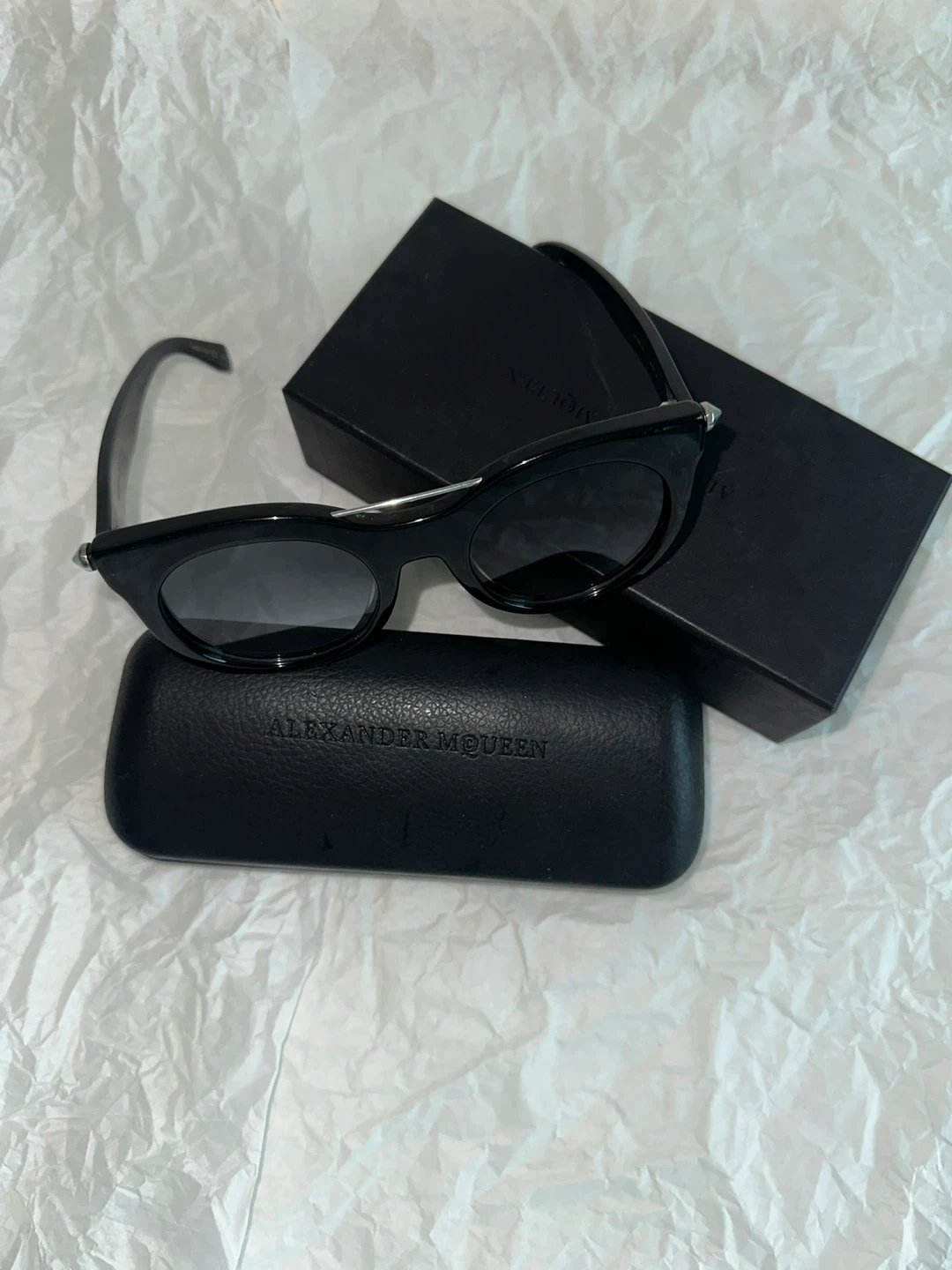 Alexander McQueen Black Cat-Eye Sunglasses