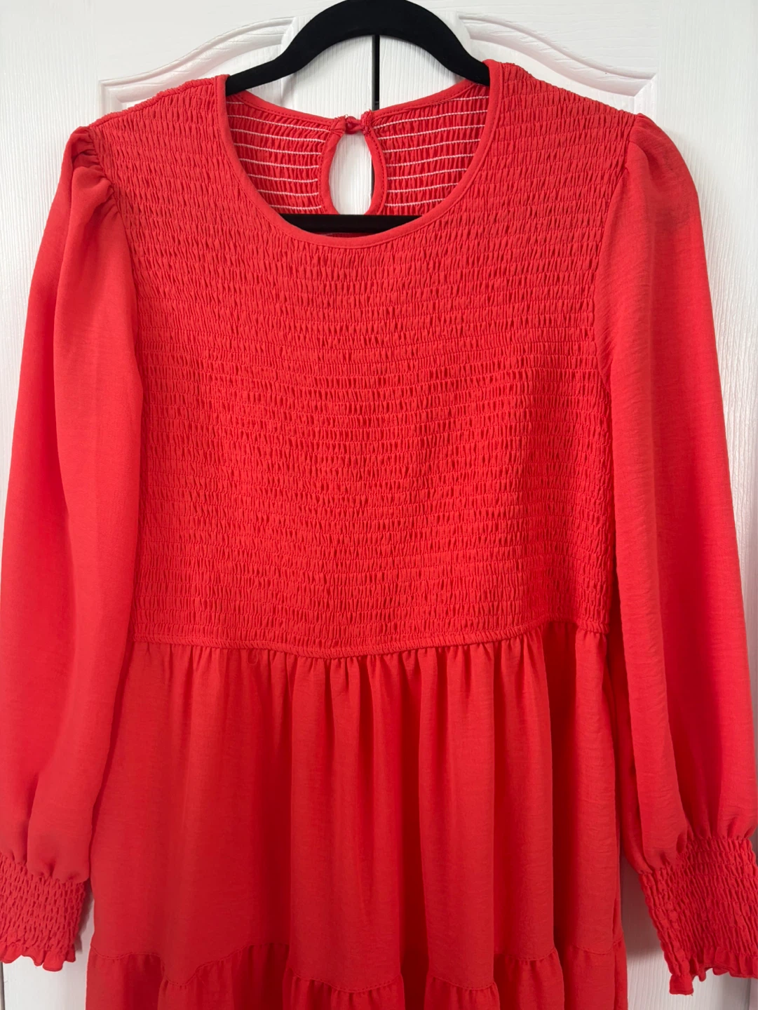 Women's Red Smocked Tiered Dress - photo 2