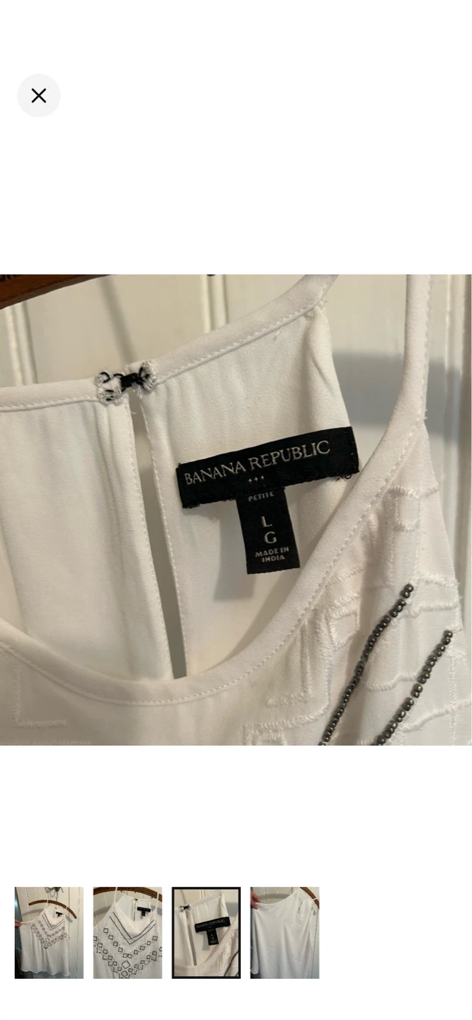 Banana Republic Petite White Embellished Halter Top - Size L - photo 3