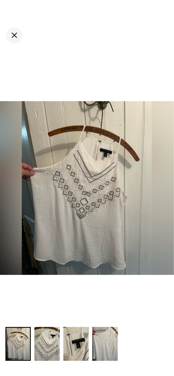 Banana Republic Petite White Embellished Halter Top - Size L