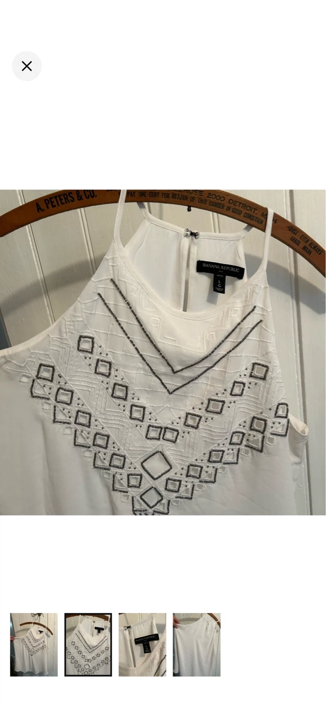 Banana Republic Petite White Embellished Halter Top - Size L - photo 2