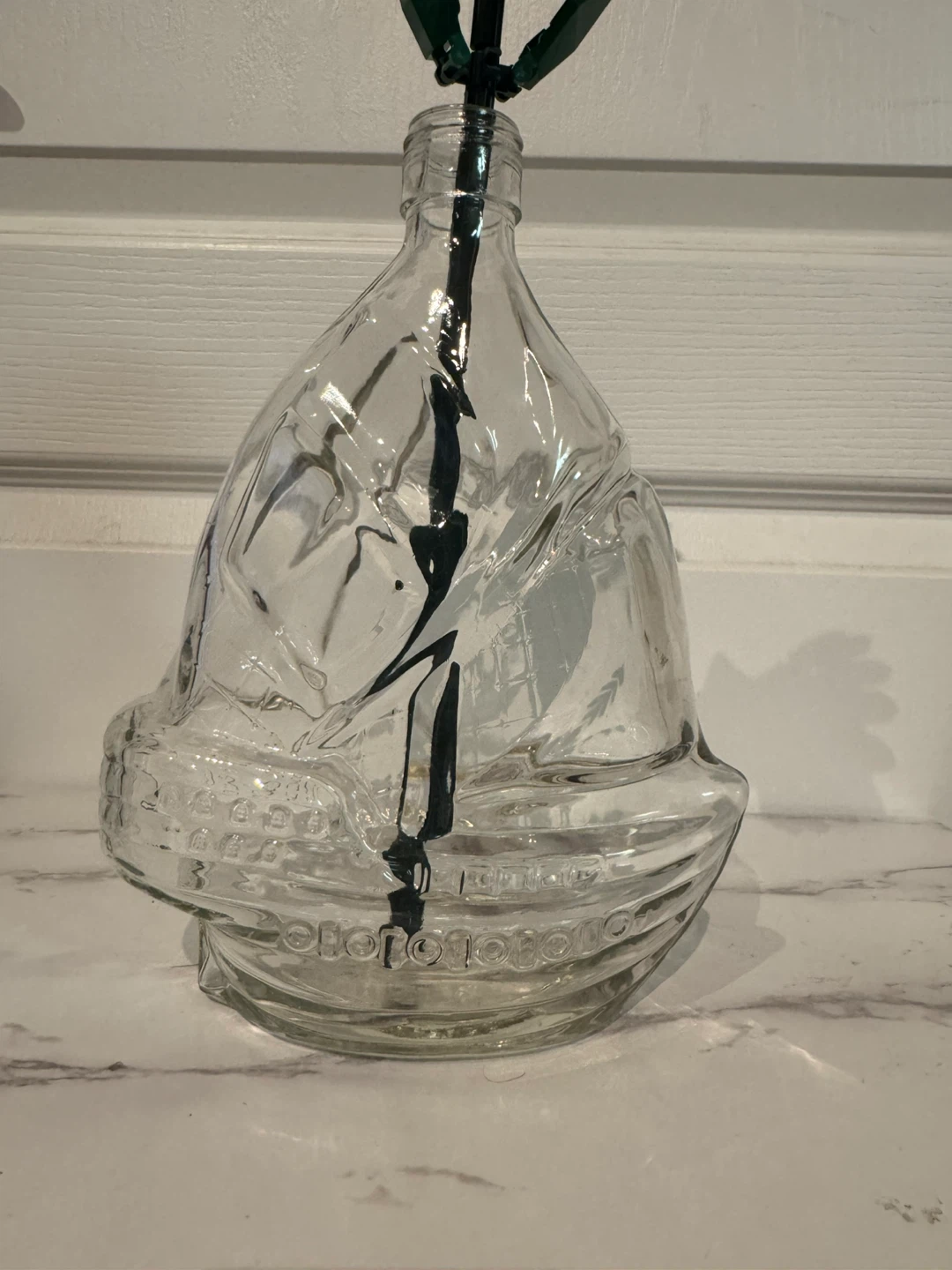 Clear Glass Ship Shaped Vase - photo 2