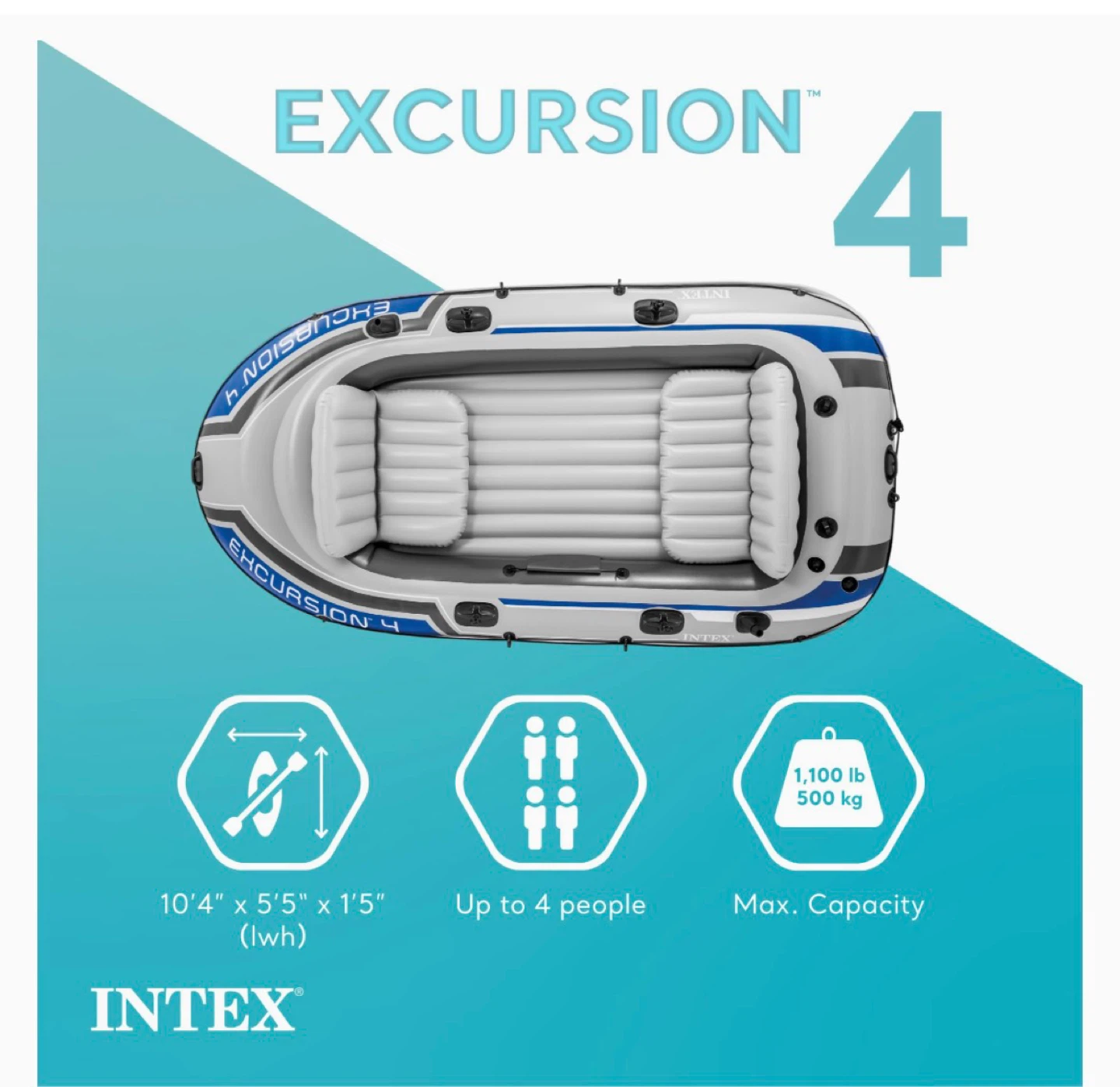 Intex Excursion 4 Inflatable Boat Set - photo 2