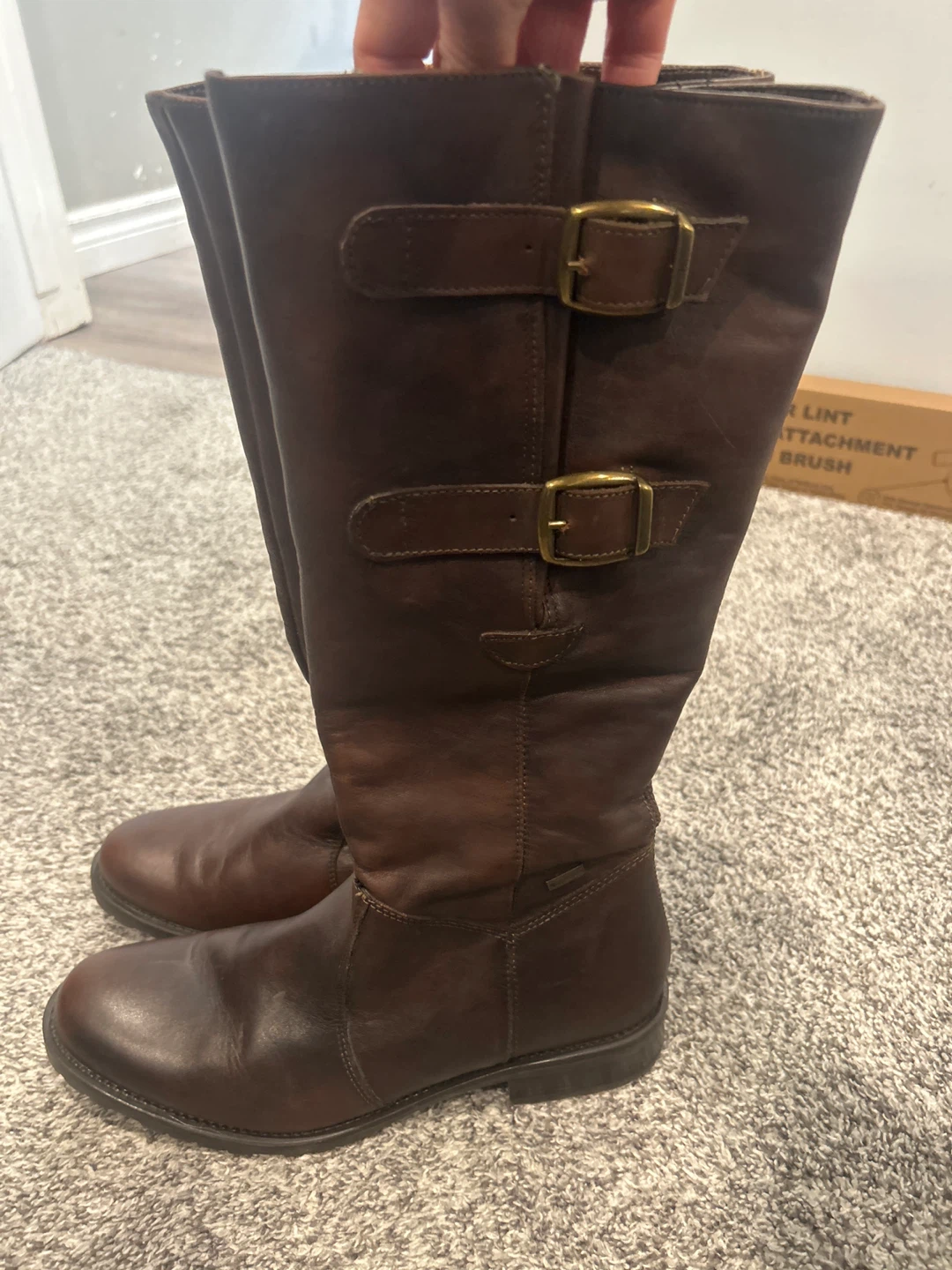 Brown Leather Knee-High Boots Size 39