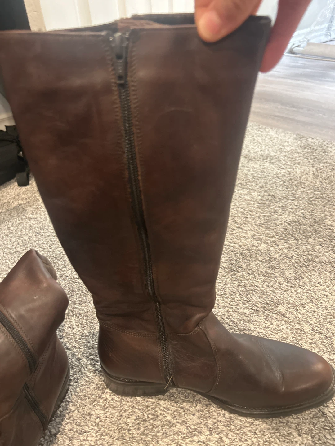 Brown Leather Knee-High Boots Size 39 - photo 3