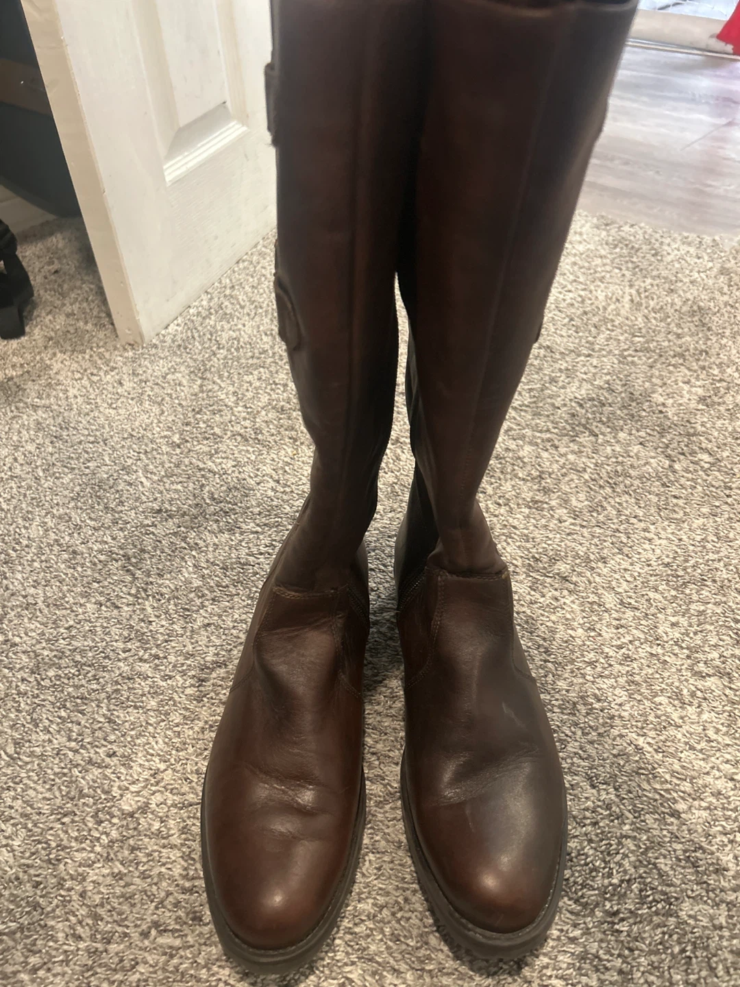 Brown Leather Knee-High Boots Size 39 - photo 2