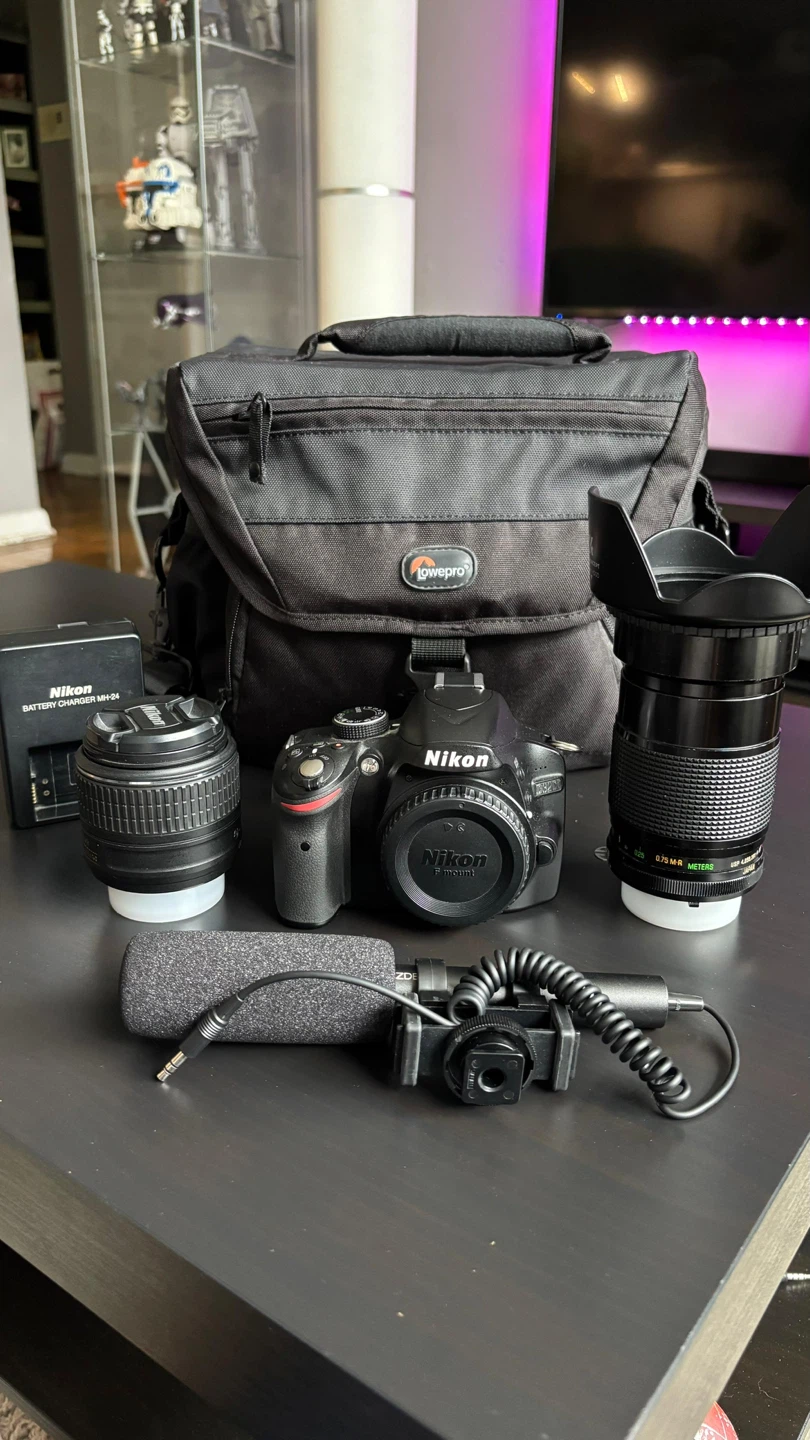 Nikon D300 DSLR Camera with Lenses and Microphone