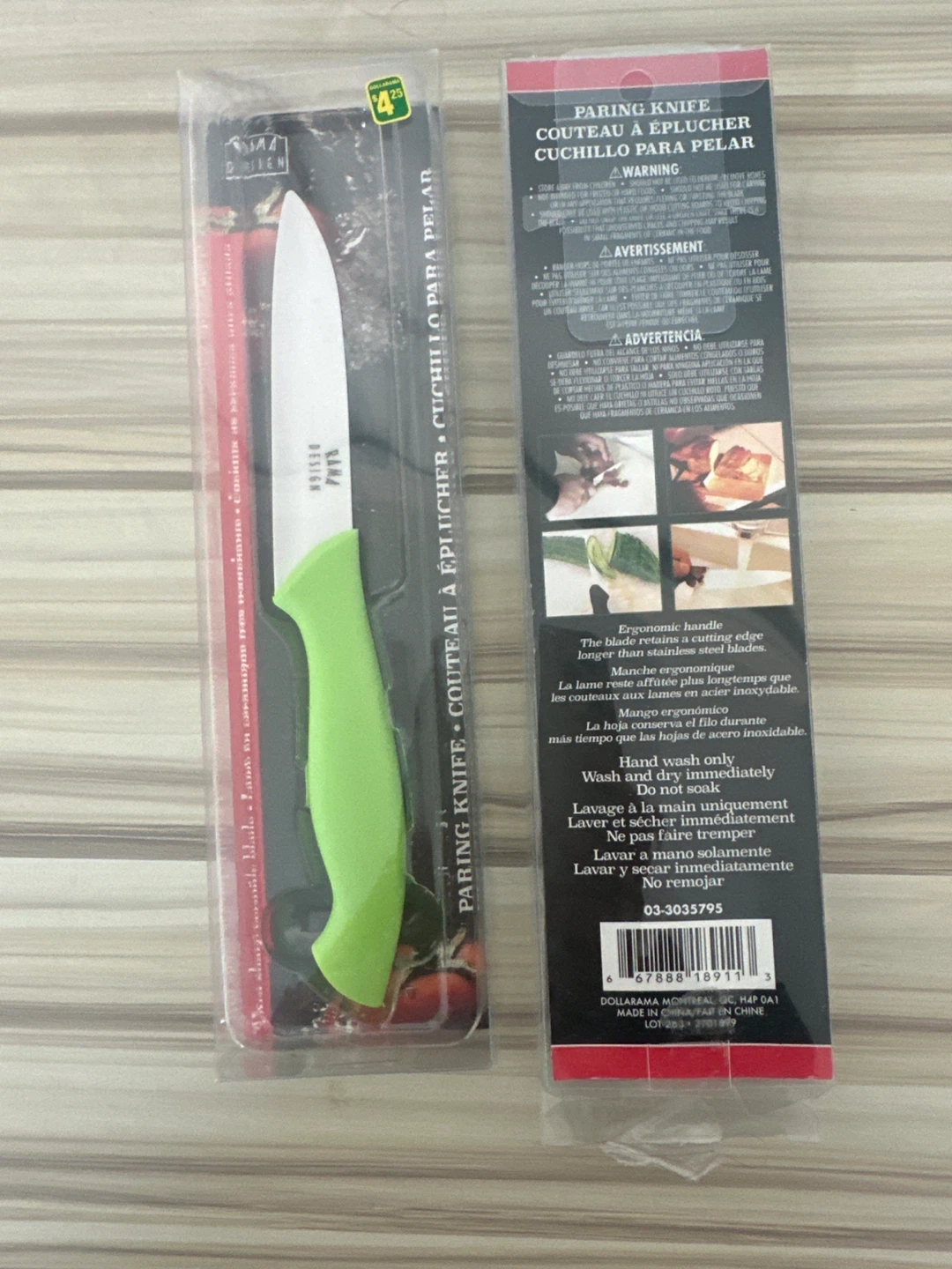 Set of 2 Dollarama Ceramic Paring Knives (Green & Blue) - photo 2
