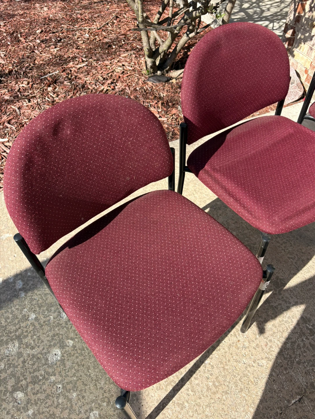 Set of 3 Burgundy Office Chairs - photo 2