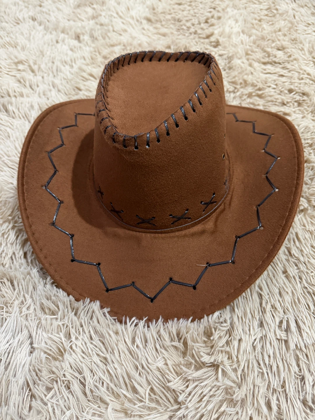 Brown Suede Cowboy Hat with Stitching - photo 2