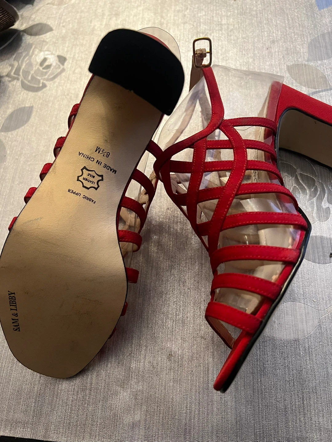 Sam & Libby Red Suede Strappy Heels - Size 8.5M - photo 2