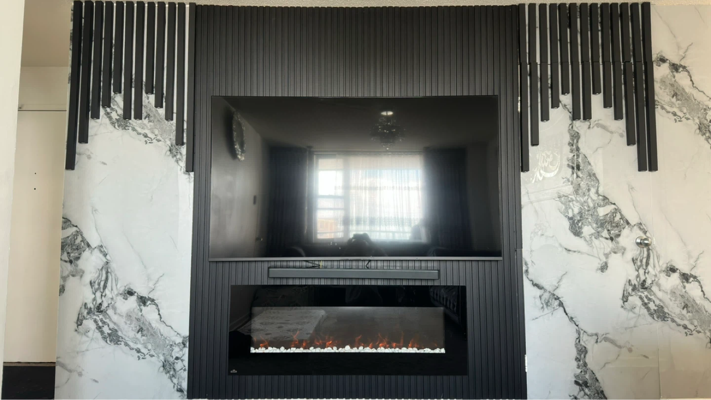 Modern Wall Unit with TV Mount and Electric Fireplace