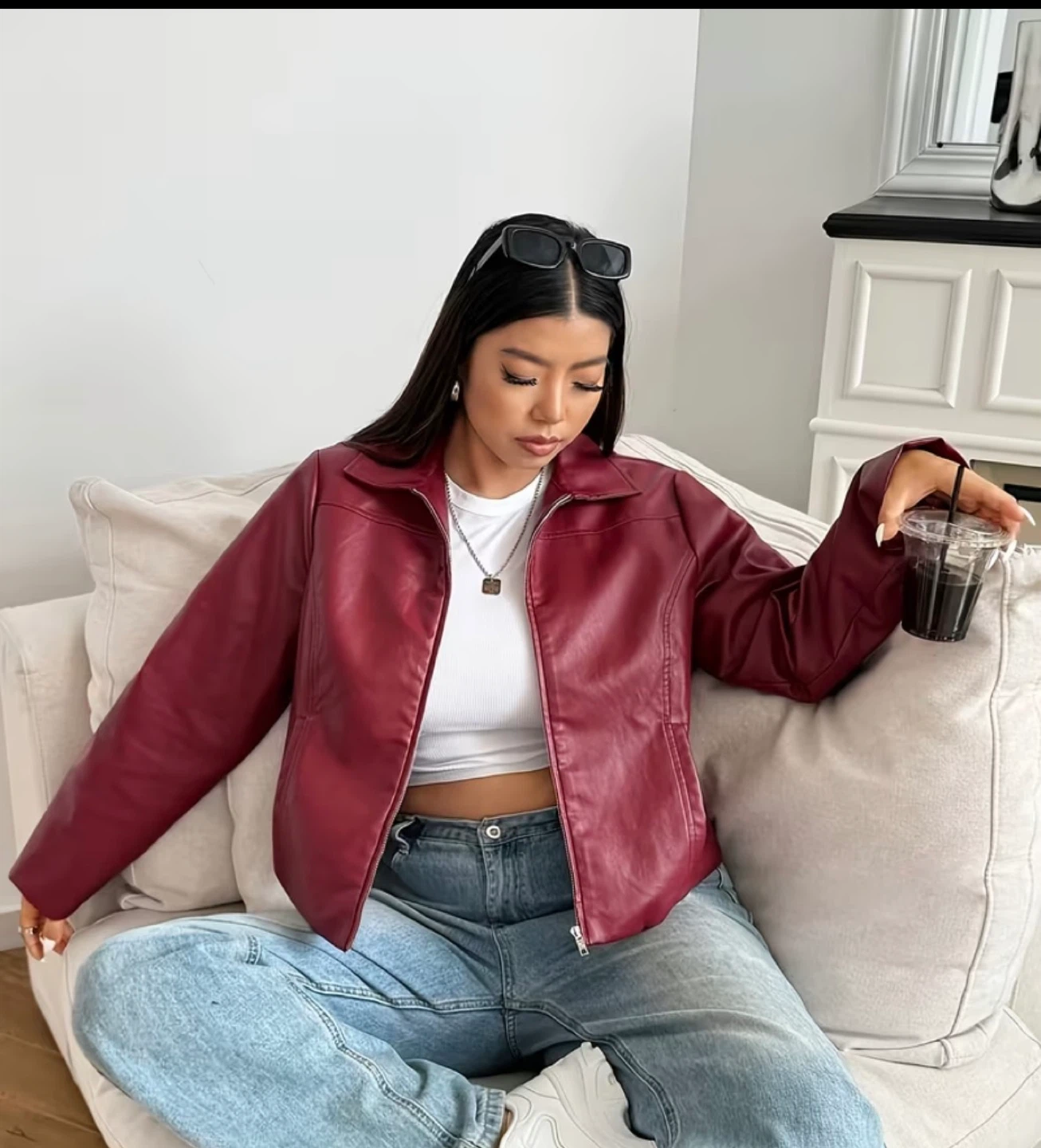 Red Faux Leather Jacket - photo 3