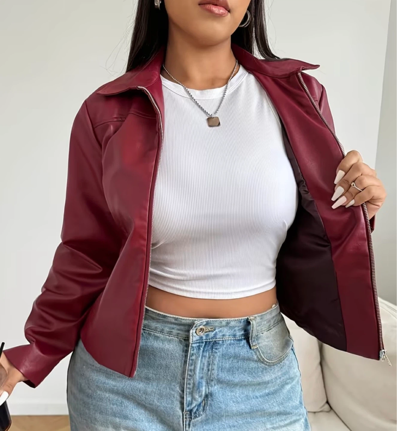 Red Faux Leather Jacket