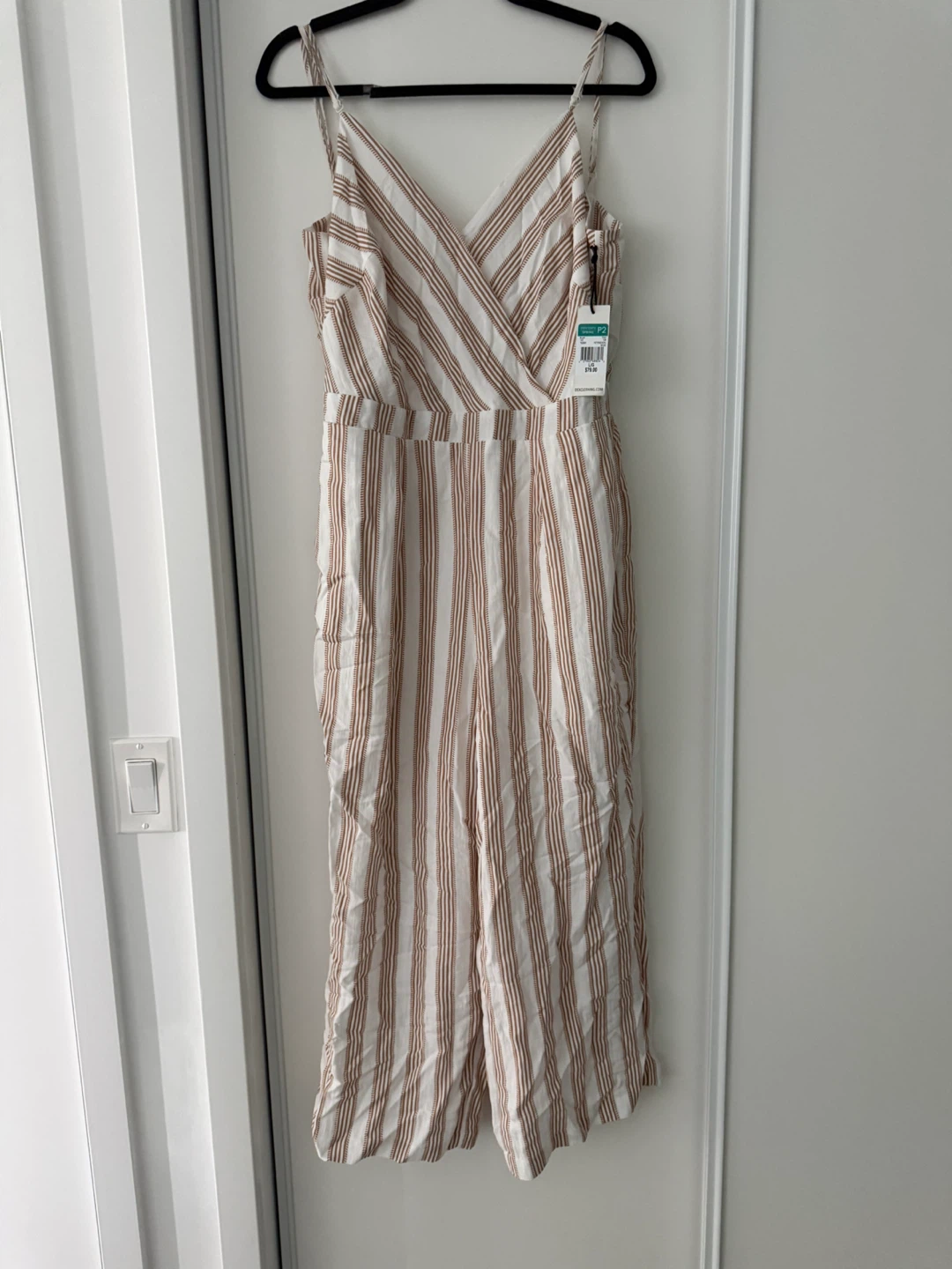 White & Brown Striped Jumpsuit size L - photo 3