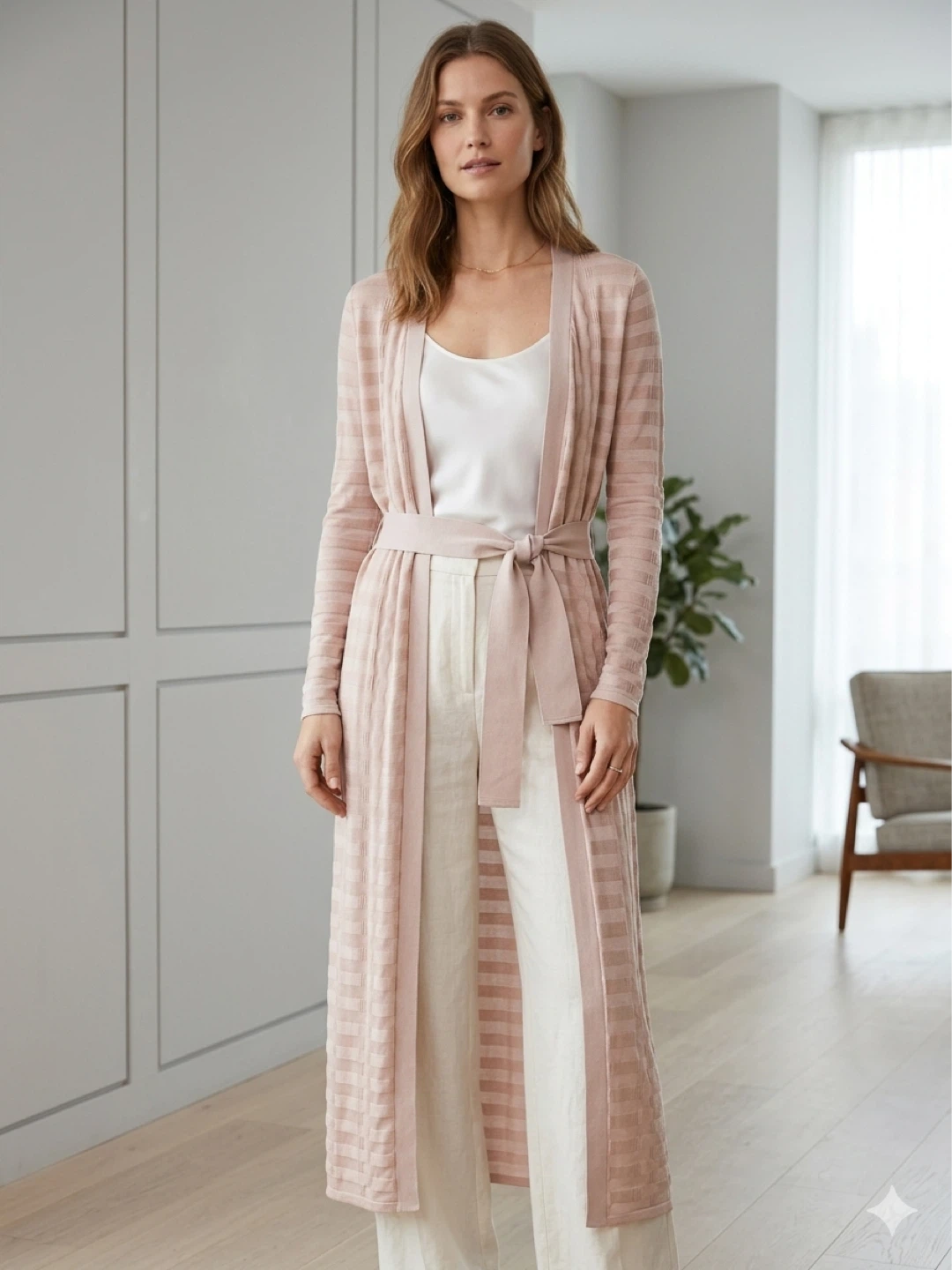 Long Knit Cardigan with Belt size M