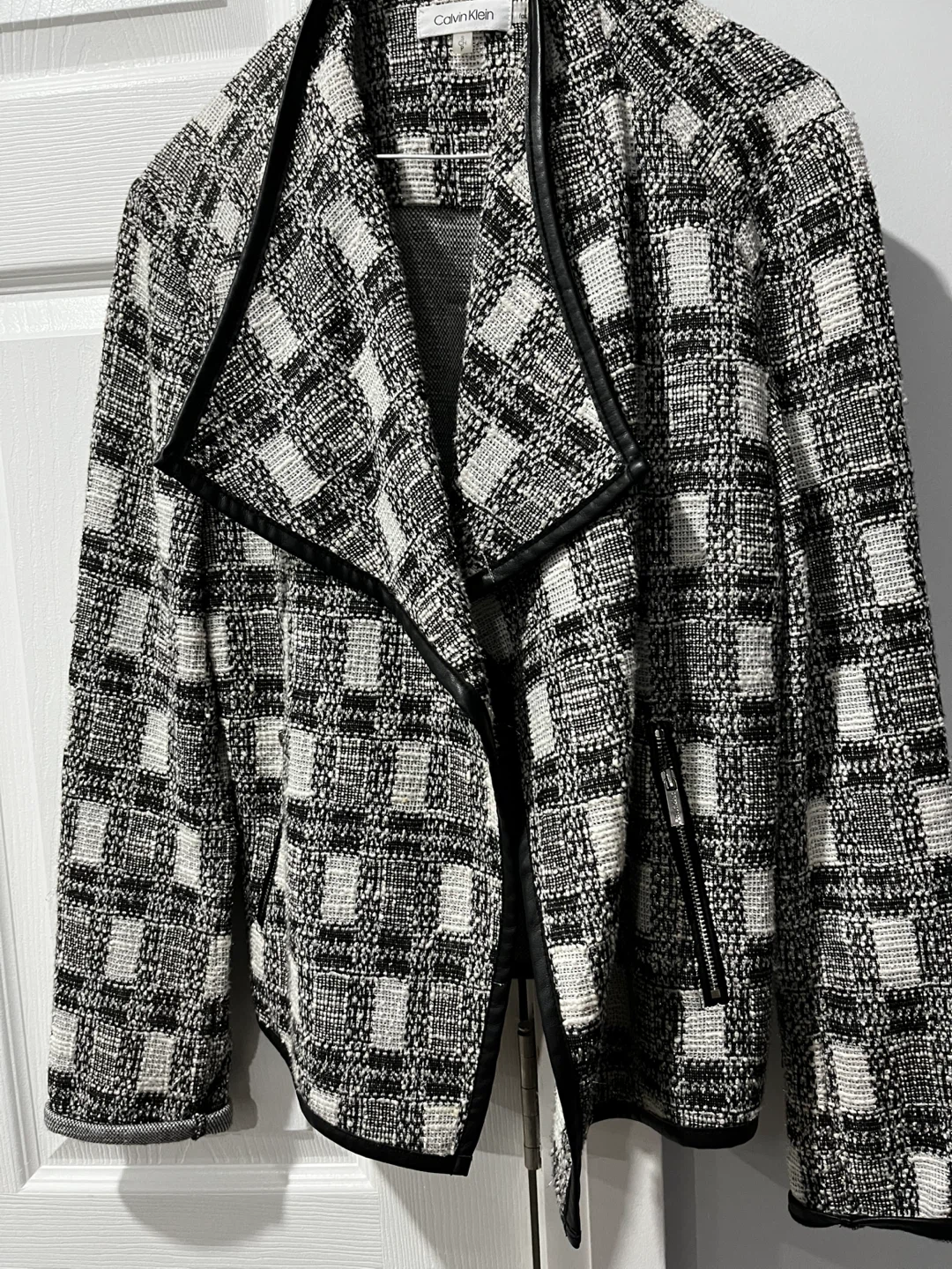 Calvin Klein Black and White Plaid Blazer Jacket