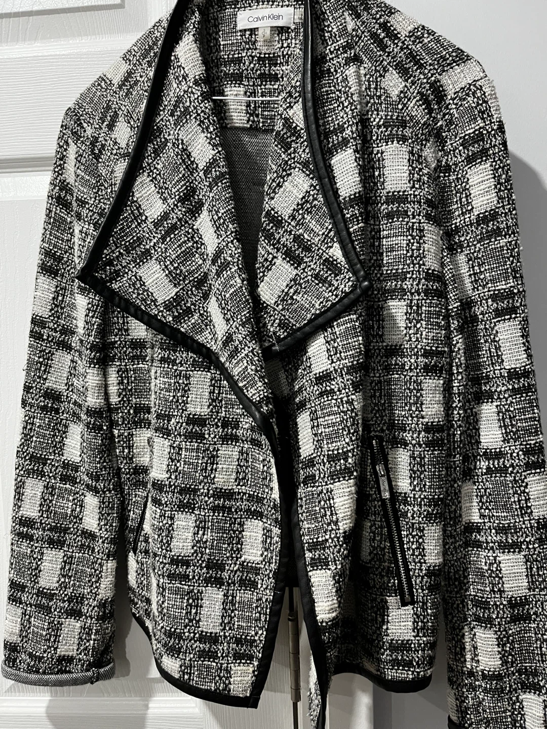 Calvin Klein Black and White Plaid Blazer Jacket - photo 2