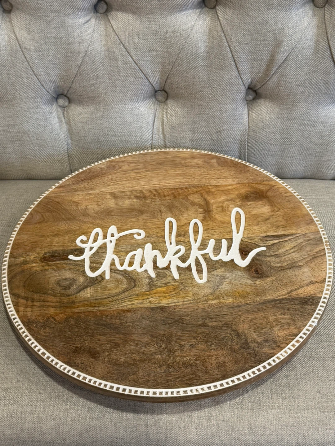 Wooden “Thankful” Lazy Susan Farmhouse Decor - photo 2