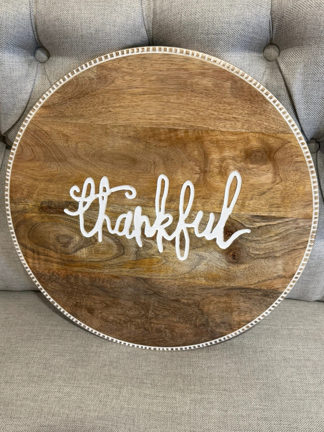 Wooden “Thankful” Lazy Susan Farmhouse Decor