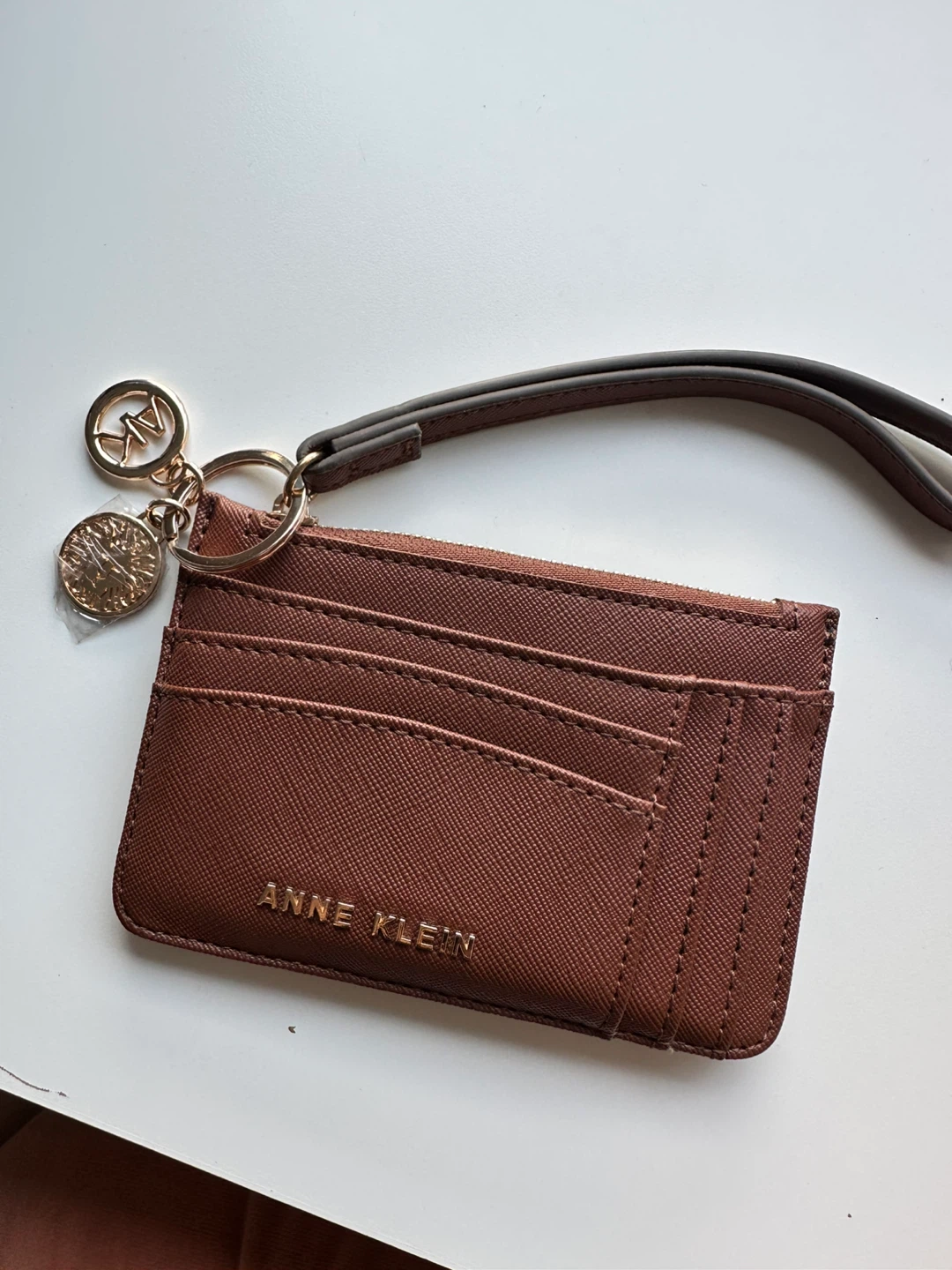 Anne Klein Brown Card Holder with Wrist Strap