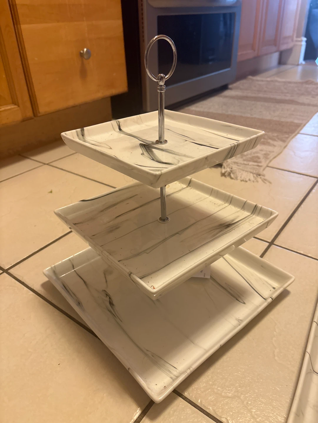 3-Tier Square Marble Dessert Stand